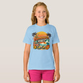 レトロビーチの夏の夕焼け Tシャツ (正面フル)