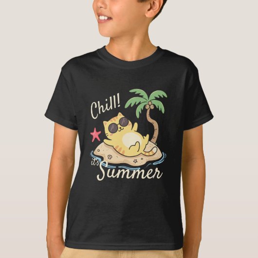 レトロビーチの夏デザイン Tシャツ (正面)