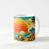 レトロビーチの夕焼け 夏の気分  コーヒーマグカップ (正面右)