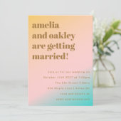 レトロビーチの雰囲気 パステル グラデーション ユニークなウェディング 招待状 (スタンド正面)