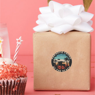 レトロビーチの雰囲気：ヴィンテージインスパイアビーチアート ラウンドシール