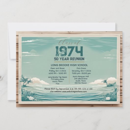 レトロビーチウッド1974 50年高校懇親会 招待状 (正面)