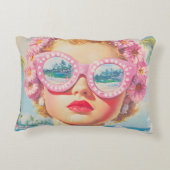 レトロビーチガールとフローラサングラス アクセントクッション (裏面)
