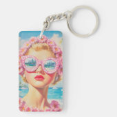 レトロビーチガールとフローラサングラス キーホルダー (裏面)