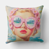 レトロビーチガールとフローラサングラス クッション (裏面)