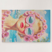 レトロビーチガールとフローラサングラス ジグソーパズル (横)