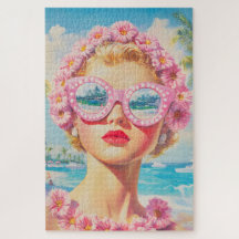 レトロビーチガールとフローラサングラス