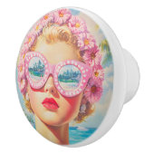 レトロビーチガールとフローラサングラス セラミックノブ (右)