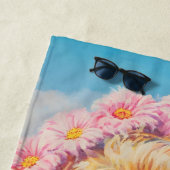 レトロビーチガールとフローラサングラス ビーチタオル (インサイチュ)