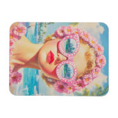 レトロビーチガールとフローラサングラス マグネット (横)