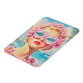 レトロビーチガールとフローラサングラス マグネット (左側)