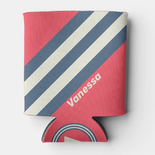 レトロビーチクストライプラブ名 缶クーラー (正面)