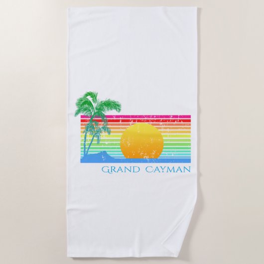 レトロビーチグランドケイマン ビーチタオル (正面)