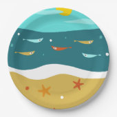 レトロビーチサマーミッドセンチュリーモダン ペーパープレート (正面)