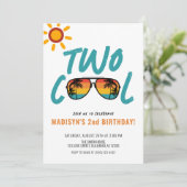 レトロビーチサングラスクール2歳2歳の誕生日 招待状 (スタンド正面)