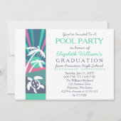 レトロビーチサンセット卒業プールパーティー 招待状 (正面)