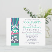 レトロビーチサンセット卒業プールパーティー 招待状 (スタンド正面)