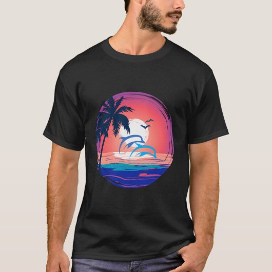 レトロビーチサンセット1 Tシャツ (正面)