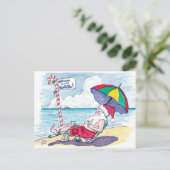 レトロビーチサンタクロースクリスマス シーズンポストカード (スタンド正面)