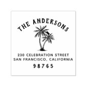 レトロビーチタイポグラフィパームツリーズ差出人住所 セルフインキングスタンプ (デザイン)