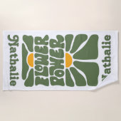 レトロビーチタオル名 – ギフトパーソナライズされたプレゼント ビーチタオル (正面)