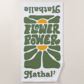 レトロビーチタオル名 – ギフトパーソナライズされたプレゼント ビーチタオル (正面)