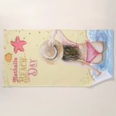 レトロビーチタオル名 – ギフトパーソナライズされたプレゼント ビーチタオル (正面)