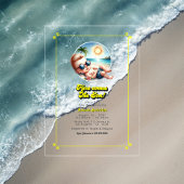レトロビーチテーマここ来ザソンベビーシャワー アクリル招待状