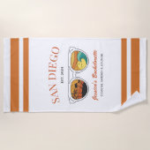 レトロビーチバチェロレッテカスタムブリデスメイドギフト ビーチタオル (正面)