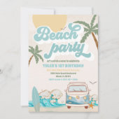 レトロビーチバースデーパーティー招待状 招待状 (正面)
