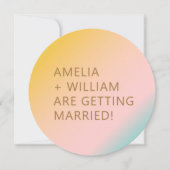 レトロビーチパステルグラデーション ユニークな形 ウェディング 招待状 (正面)