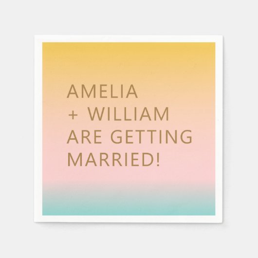 レトロビーチパステルズグラデーショユニークンブライト結婚ズ スタンダードカクテルナプキン (正面)