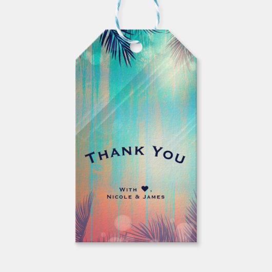 レトロビーチパーティーサニーパームツリーズパーティーフェイバー ギフトタグ (正面)