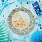 レトロビーチパーティーサマーサンドキャッスル誕生日パプ ペーパープレート (パーティー)