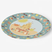 レトロビーチパーティーサマーサンドキャッスル誕生日パプ ペーパープレート (アングル)