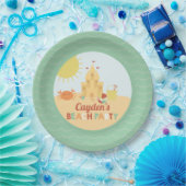 レトロビーチパーティーサマーサンドキャッスル誕生日 ペーパープレート (パーティー)