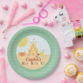 レトロビーチパーティーサマーサンドキャッスル誕生日 ペーパープレート (パーティー)