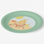 レトロビーチパーティーサマーサンドキャッスル誕生日 ペーパープレート (アングル)