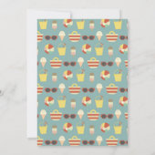 レトロビーチパーティーサマーサンドキャッスル誕生日 招待状 (裏面)