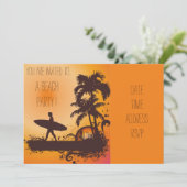 レトロビーチパーティーサンセットビーチサーファー 招待状 (スタンド正面)