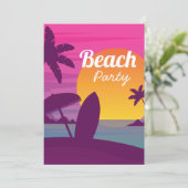 レトロビーチパーティーサンセットビーチサーフ 招待状 (スタンド正面)