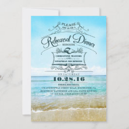 レトロビーチブルーグラデーションリハーサル招待状 招待状