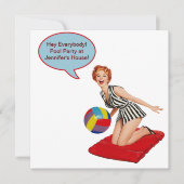 レトロビーチボールプールパーティー 招待状 (正面)