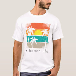 レトロビーチライフ、ホワイトシルエット Tシャツ
