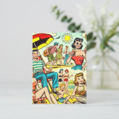 レトロビーチ漫画 ポストカード (スタンド正面)