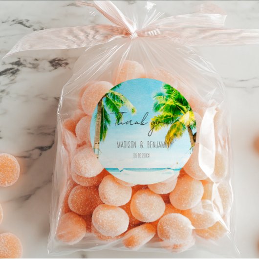 レトロビーチ熱帯の目的地の結婚式の好意 ラウンドシール