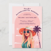 レトロビーチ独身最後の週末の予定 招待状 (正面)