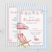 レトロビーチ独身最後の週末の予定 招待状 (正面/裏面)