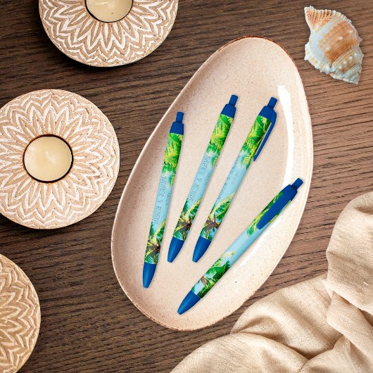 レトロビーチ結婚式トロピカルテーマパーティーの好意 黒ボールペン