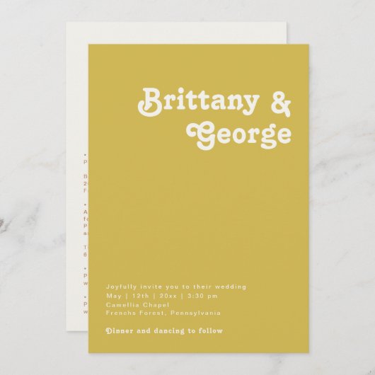 レトロビーチ |すべての金ゴールドを1つの結婚式招待状 招待状 (正面/裏面)